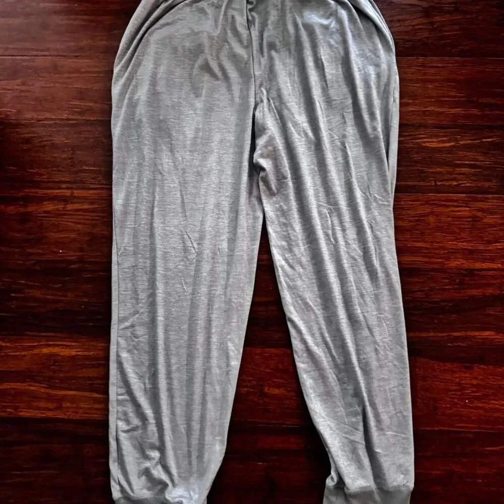 2pc set Women's Grey White Joggers hoodie sweatshirt tracksuit